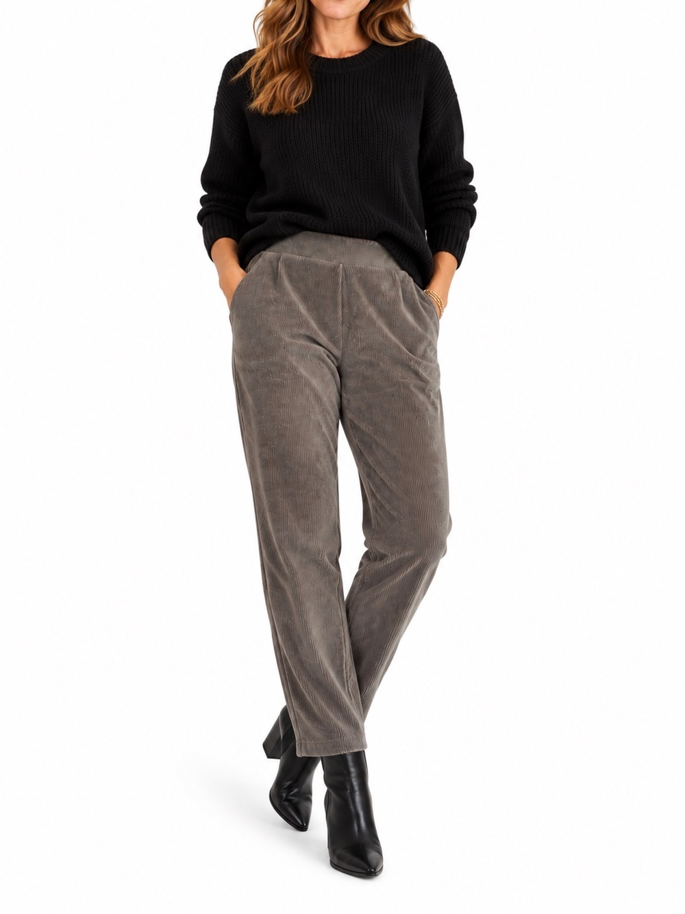Lands’ End Corduroy Pull On Gray Pants Straight Leg Plus Size 2X